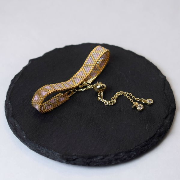 Pink geometric bracelet with gold