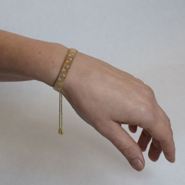 Pink geometric bracelet with gold