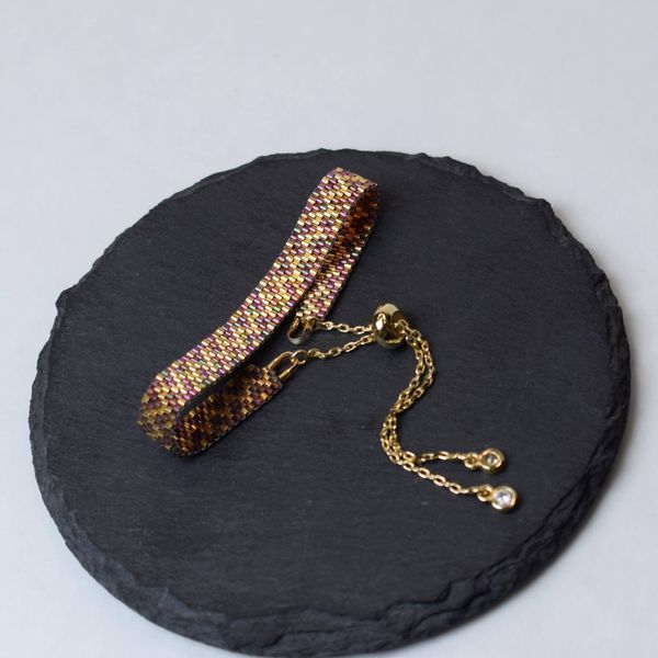 Bracelet burgundy mesh with gold