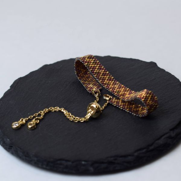 Bracelet burgundy mesh with gold