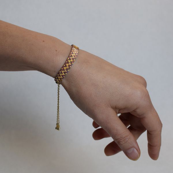 Bracelet burgundy mesh with gold