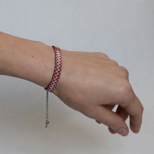 Bracelet red mesh with palladium