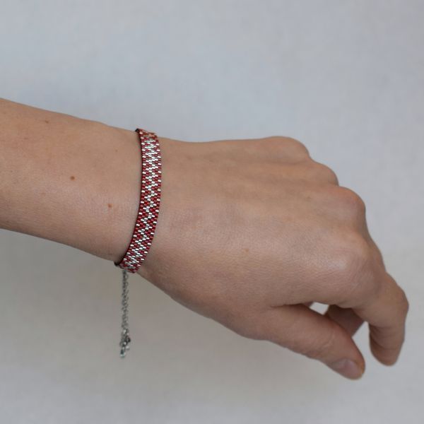 Bracelet red mesh with palladium