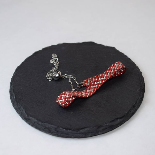 Bracelet red mesh with palladium